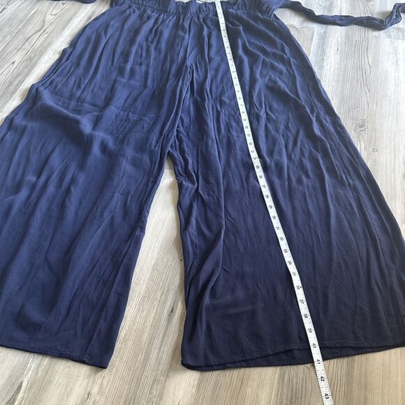 Gap Wide Leg Pull On Rayon Viscose Gaucho Pants Elastic Waist & Tie Size Large - Picture 6 of 10